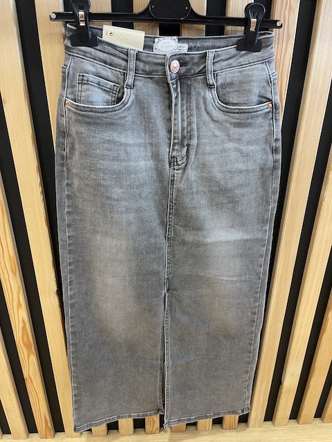 Jupe en jeans droite gris