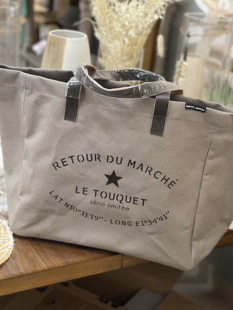 Cabas " Retour du marché Le Touquet" Beige
