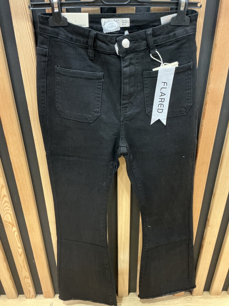 Jeans 7/8 poches plaquées noir (trompette}