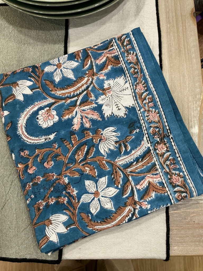 Foulard Delhi bleu et marron