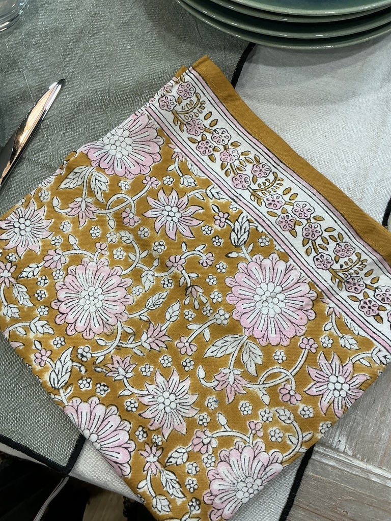 Foulard Delhi safran et rose 