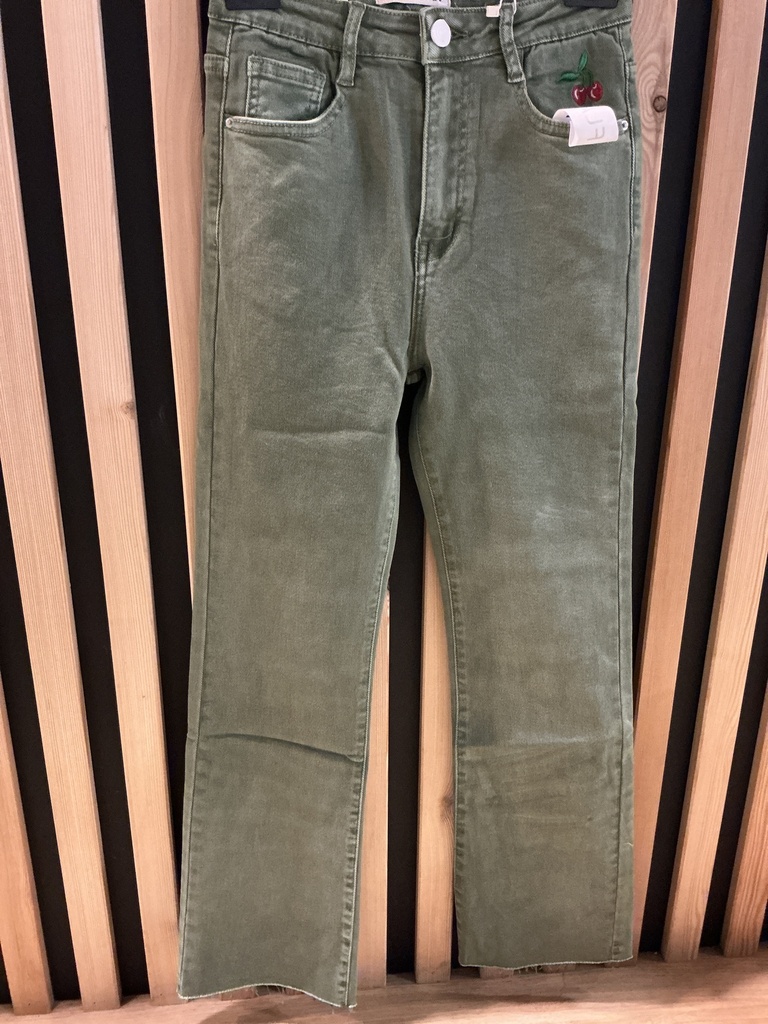 Jeans flared 7/8 kaki clair