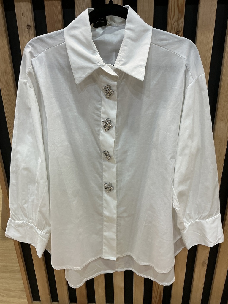 Chemise blanche boutons bijoux 