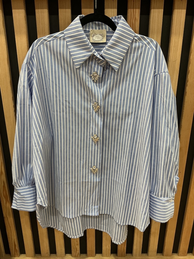 Chemise rayée bleu bijoux 