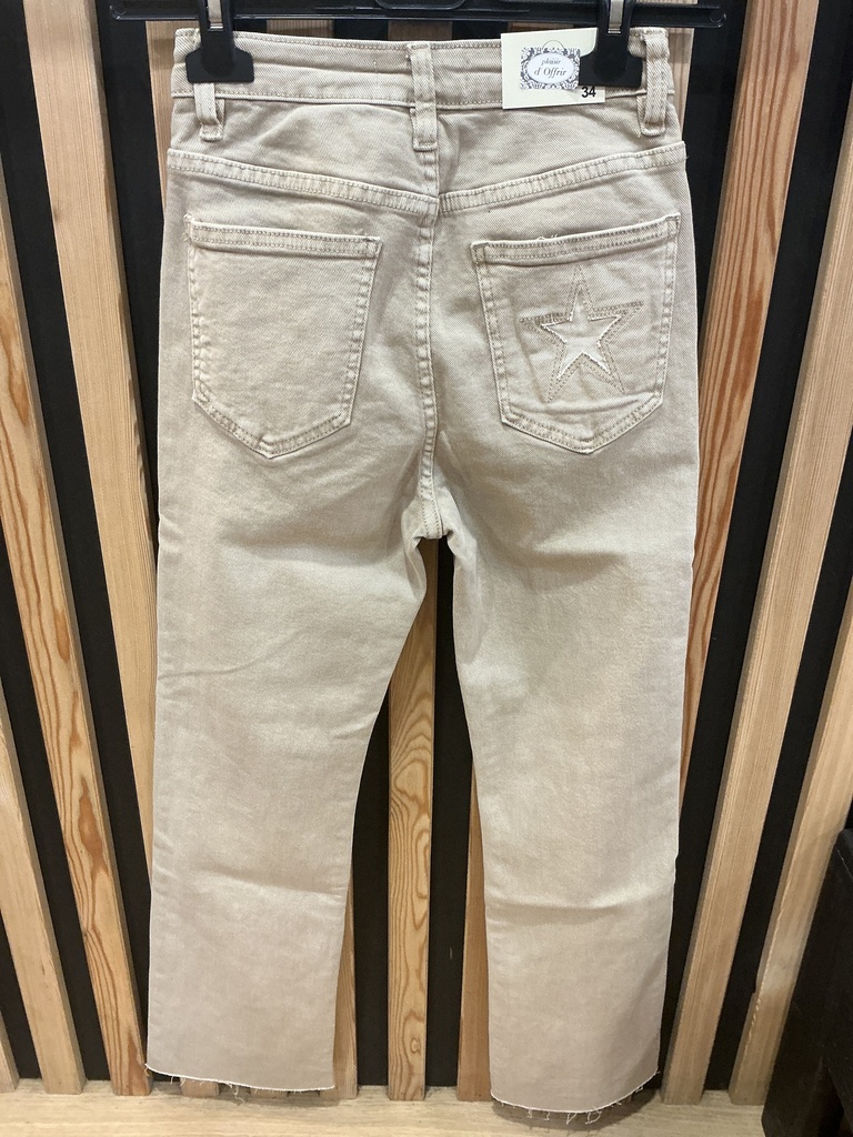 Jeans flared 7/8 étoile beige 