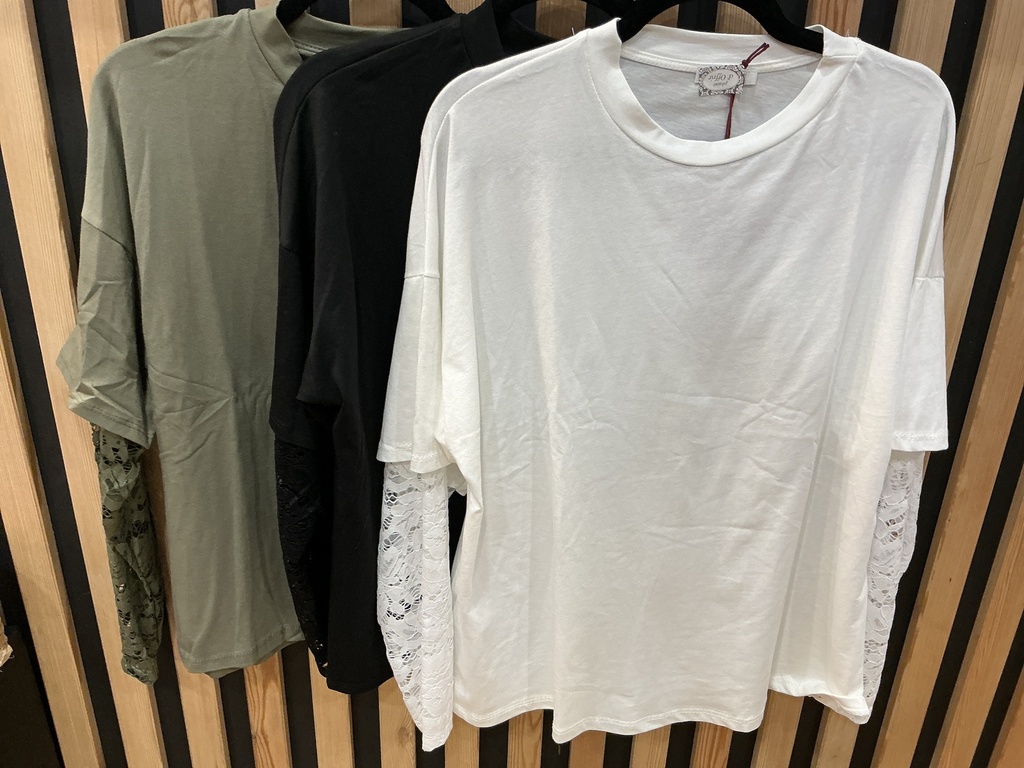 T shirt manches longues dentelle