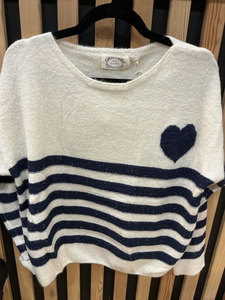 Pull marinière cœur 