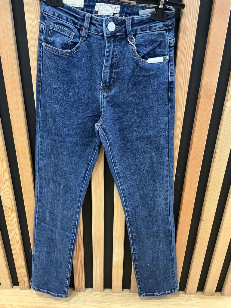 Jeans droit 7/8 bleu foncé