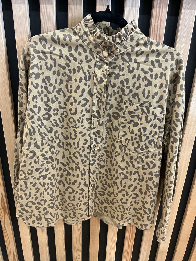Surchemise col victorien léopard camel