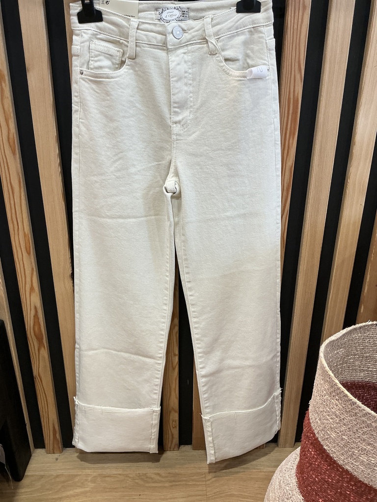 Jeans 7/8 large revers écru