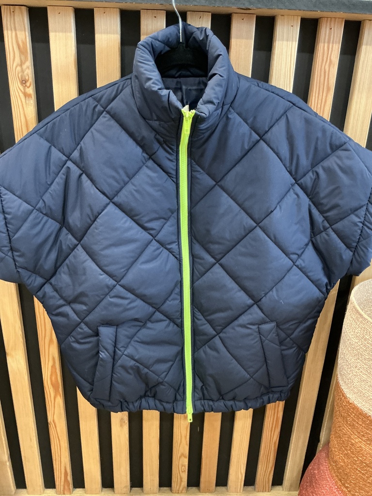 Veste matelassée marine fermeture jaune fluo