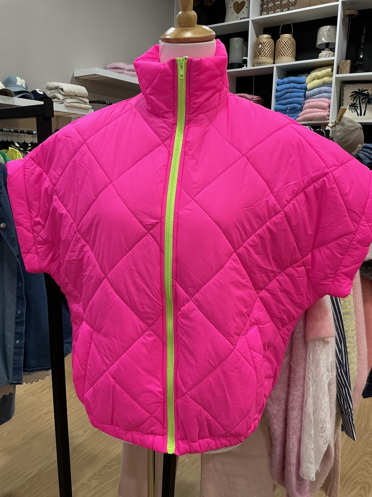 Veste matelassée rose fluo