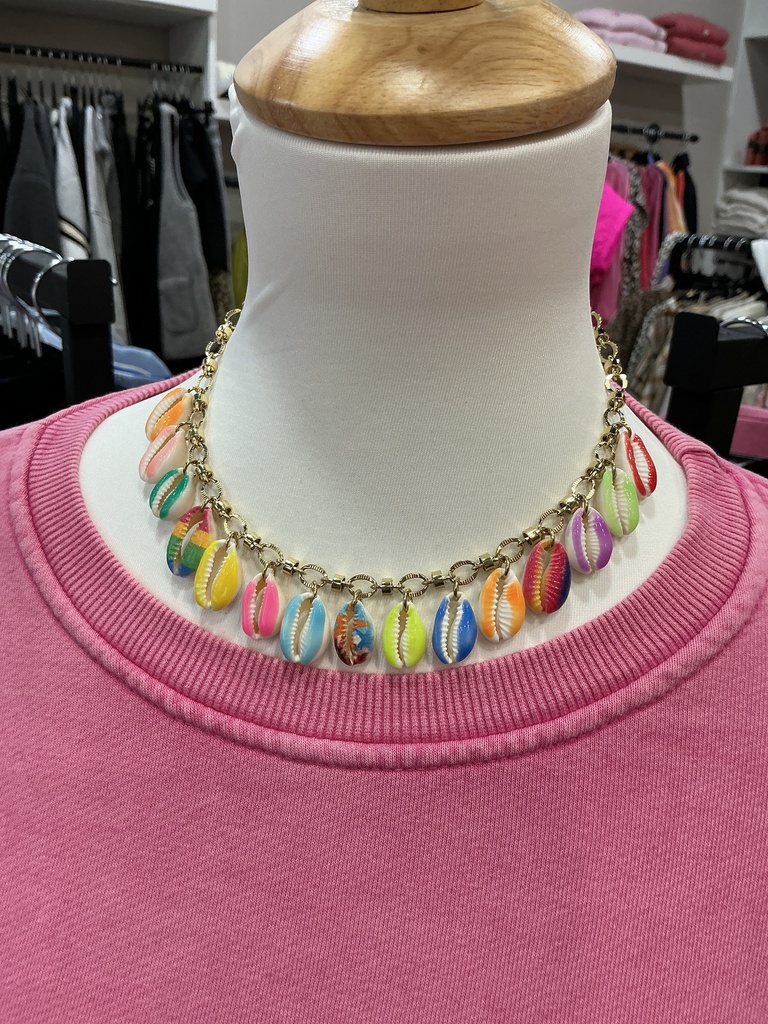 Collier coquillages multicolore 