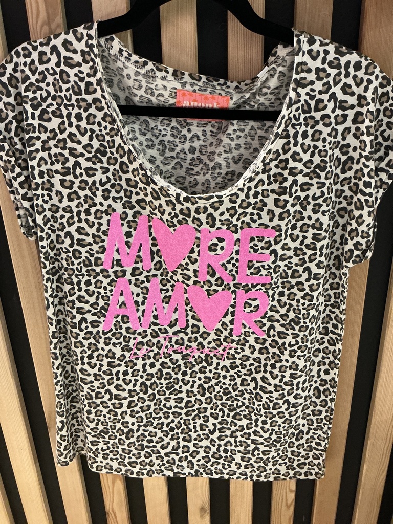 T shirt col V léopard Amore le touquet