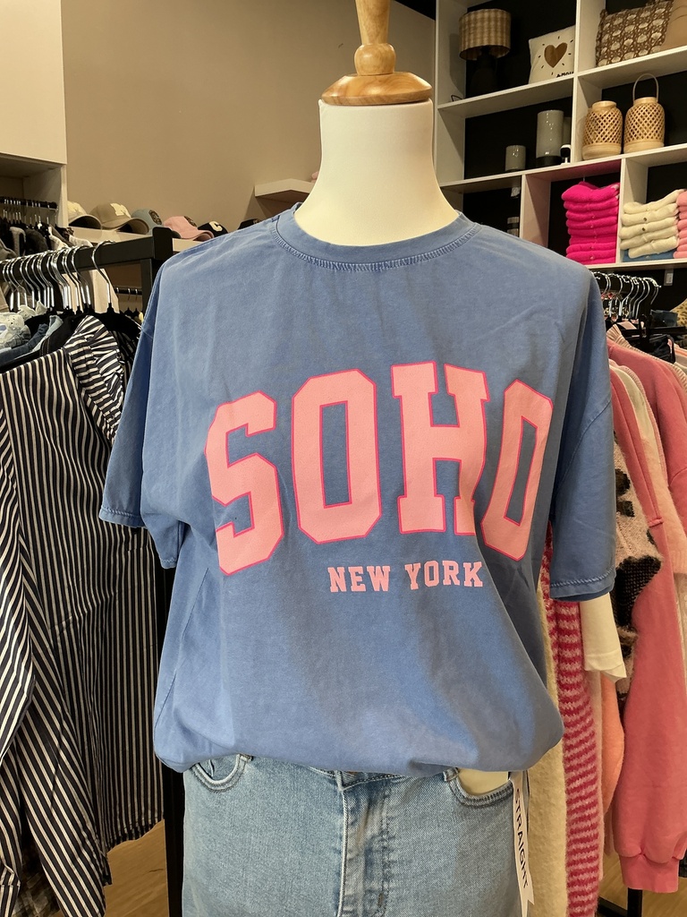 T-shirt SOHO bleu et rose 