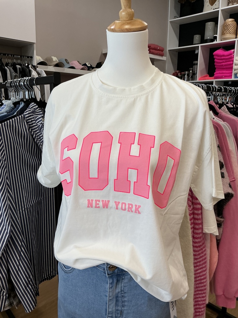 T-shirt SOHO blanc et rose 