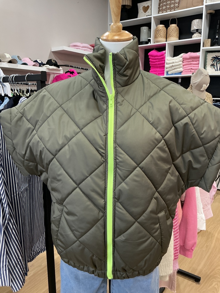 Veste matelassée kaki et jaune 