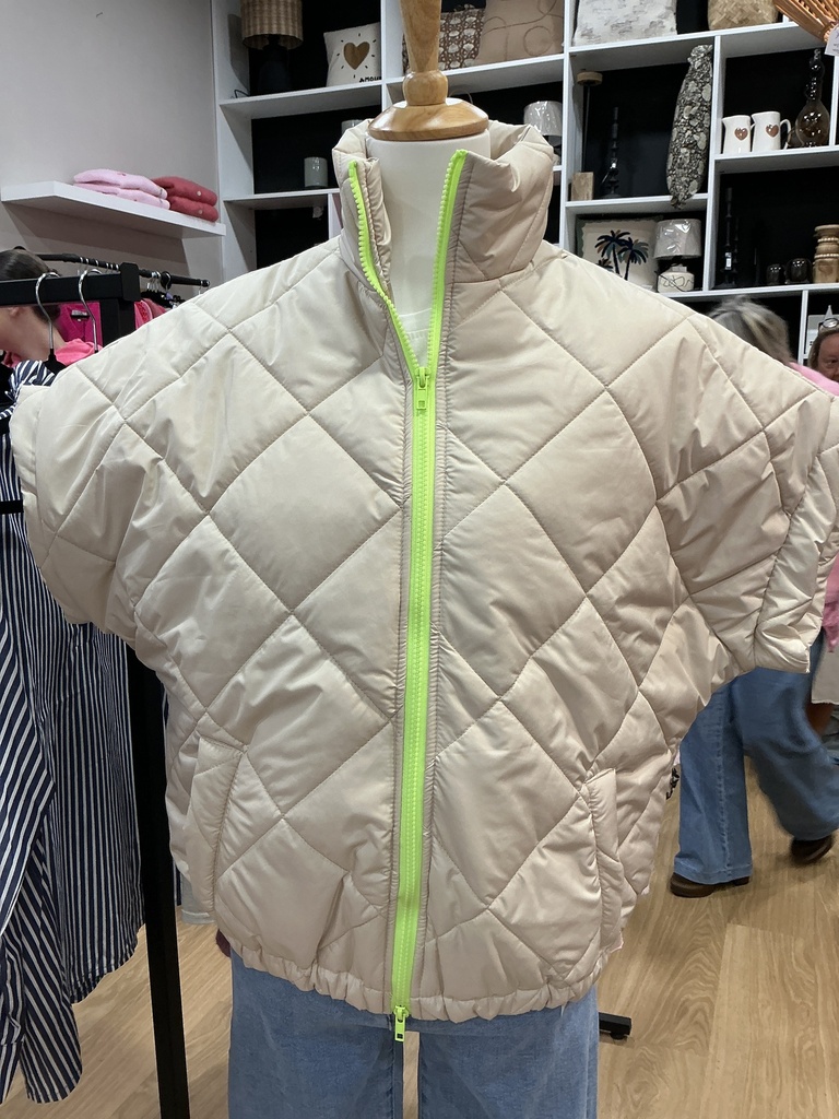 Veste matelassée beige et jaune