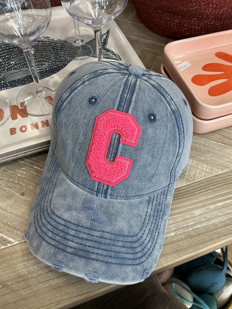 Casquette jeans délavé C rose 