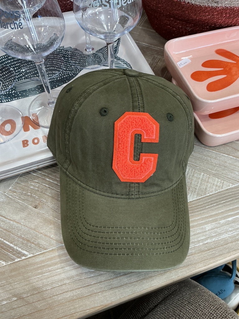 Casquette kaki C orange 