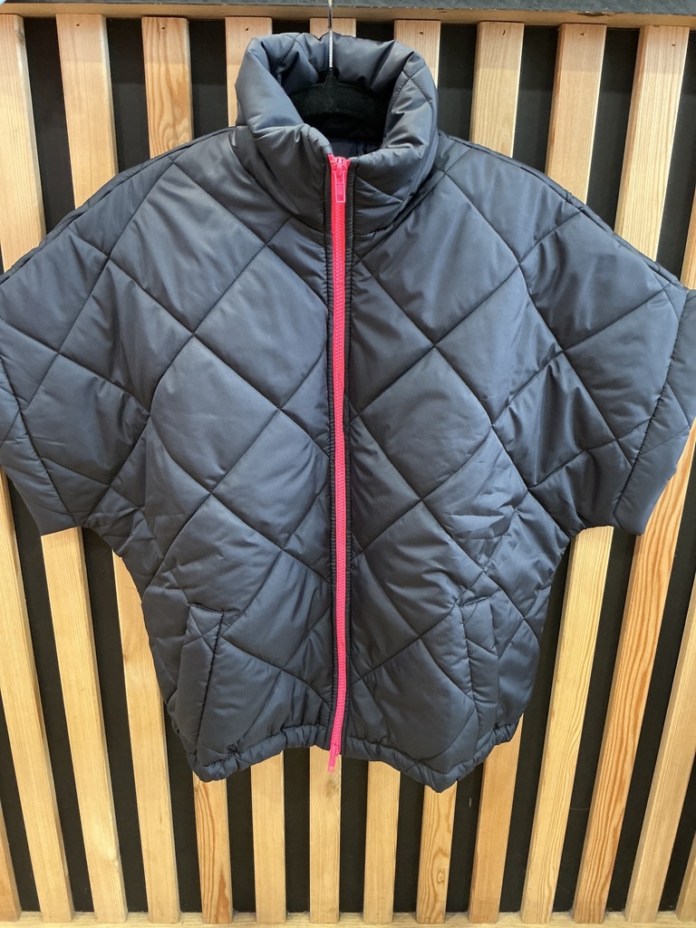 Veste matelassée marine fermeture rose fluo
