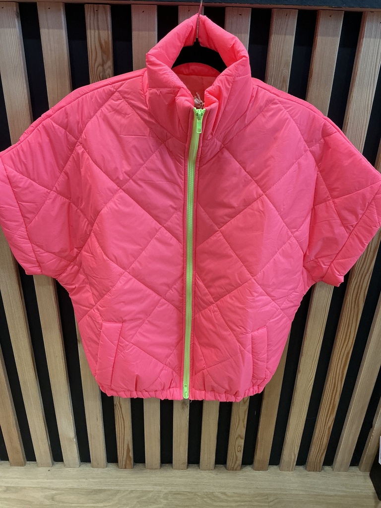 Veste matelassée corail fermeture jaune fluo 