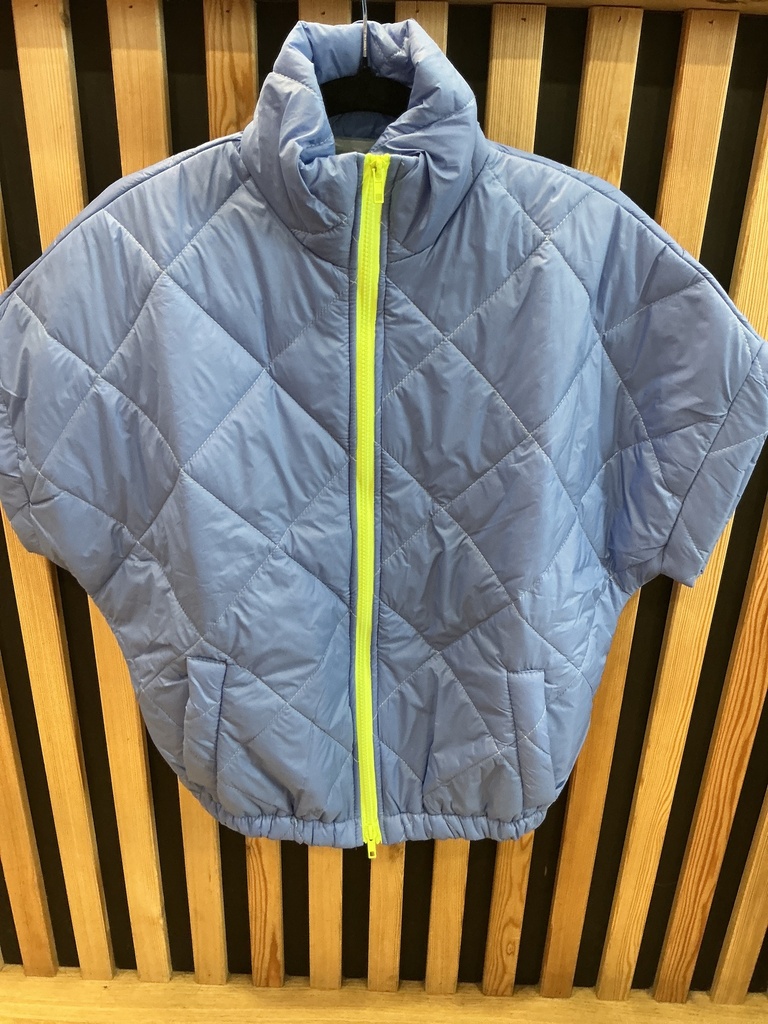 Veste matelassée bleu jeans fermeture jaune fluo 
