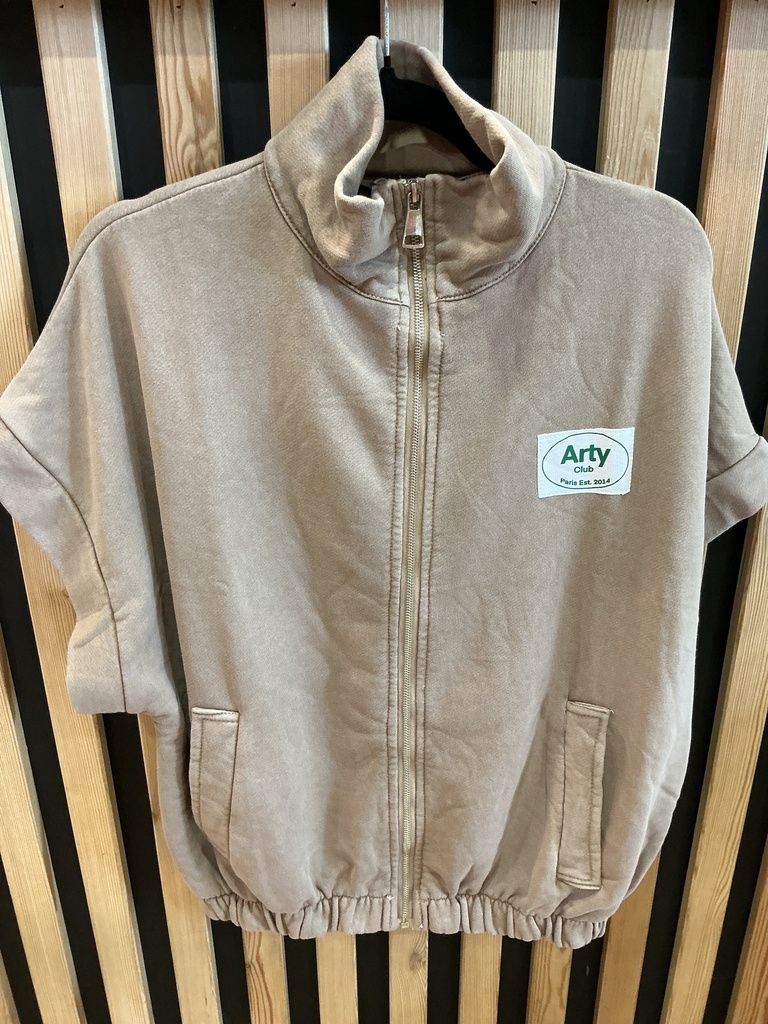 Gilet zippé manches courtes camel