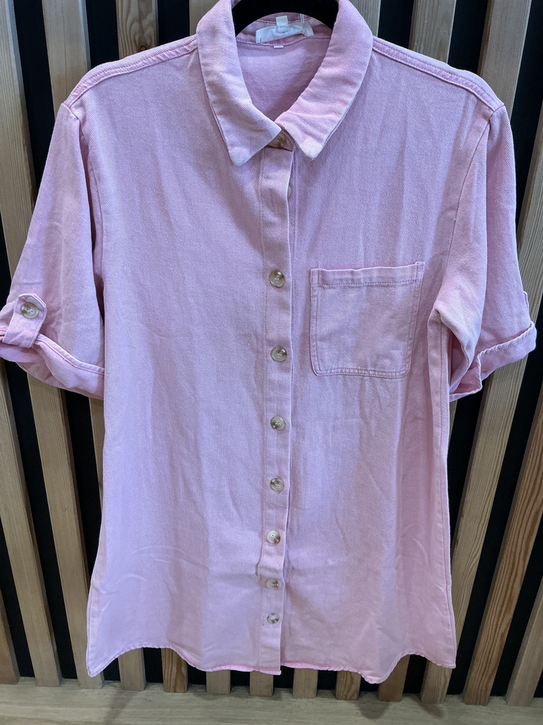 Robe courte jeans rose 
