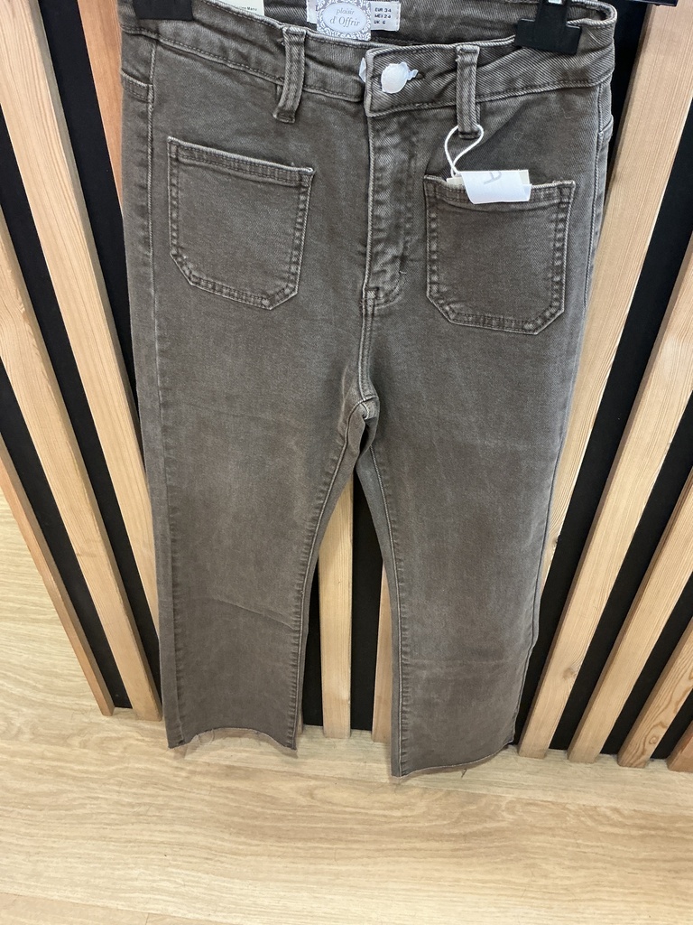 Jeans flared 7/8 poches plaquées choco