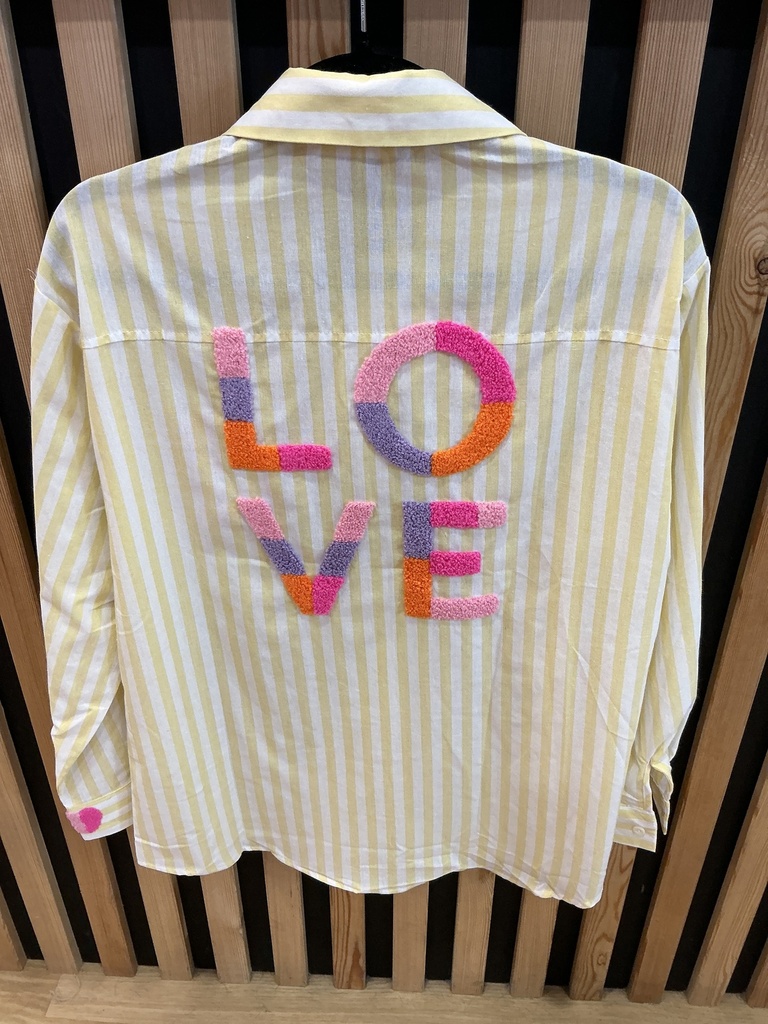 Chemise rayée jaune LOVE 