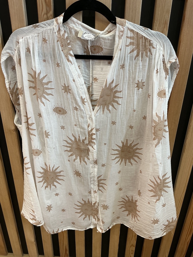 Blouse Soleil blanc et beige