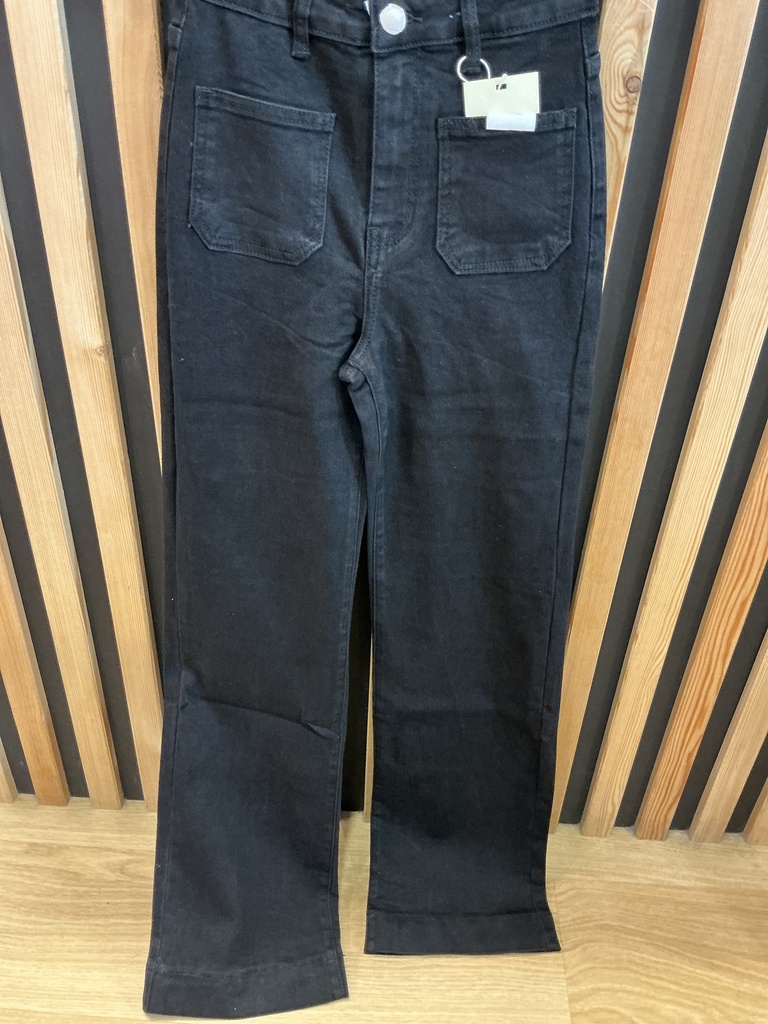 Jeans long large poches plaquées noir 
