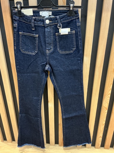 Jeans 7/8 poches plaquées flared bleu brut ( trompette )