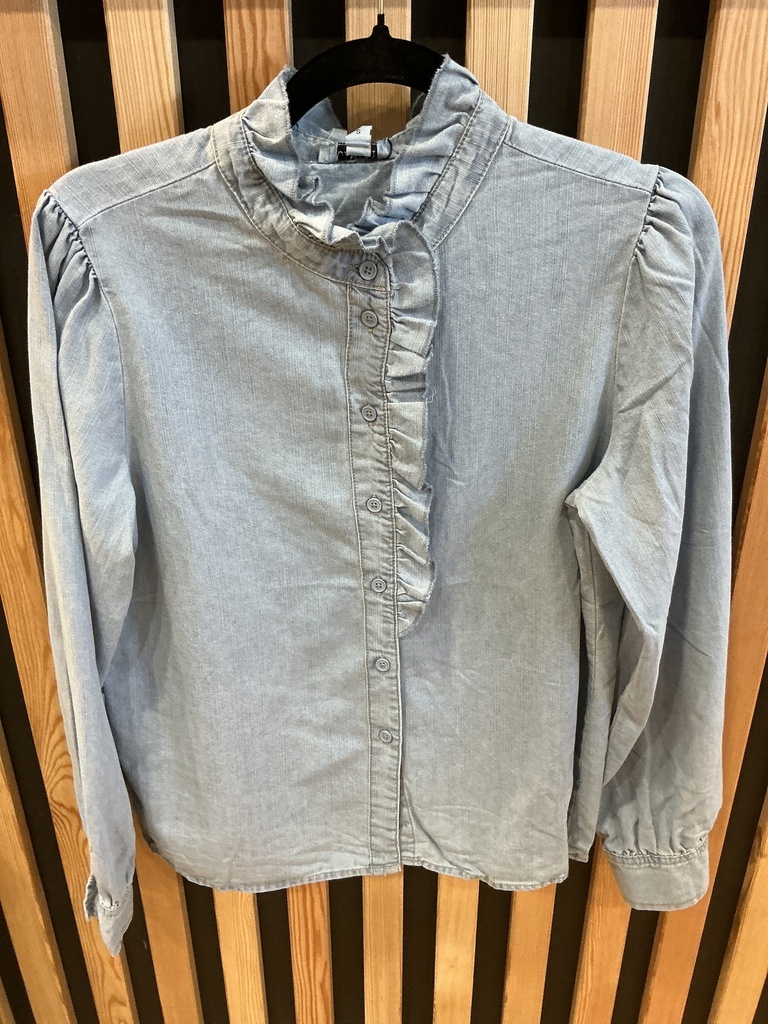 Chemise en jeans col victorien bleu 