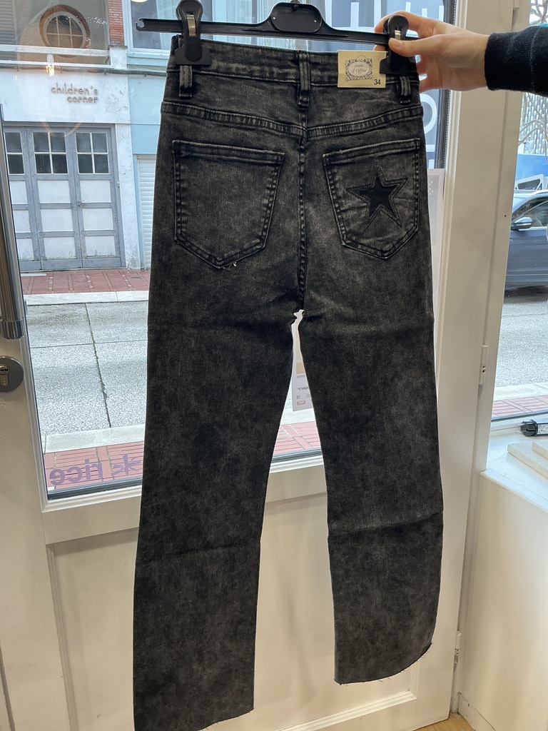 Jeans flared 7/8 étoile noir délavé 