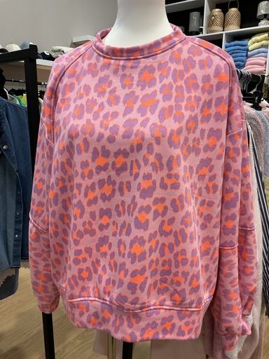 Sweat-shirt léopard rose 