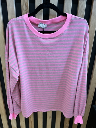 T shirt manches longues rayé bleu ciel 