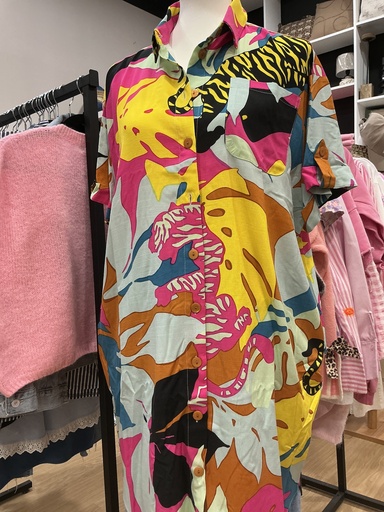 Robe tunique La Havane jaune et bleu