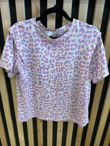 T-shirt léopard rose