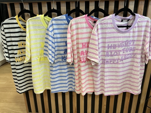 T-shirt rayé Happy col rond