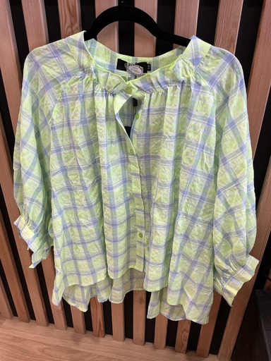Blouse carreaux vert fluo 