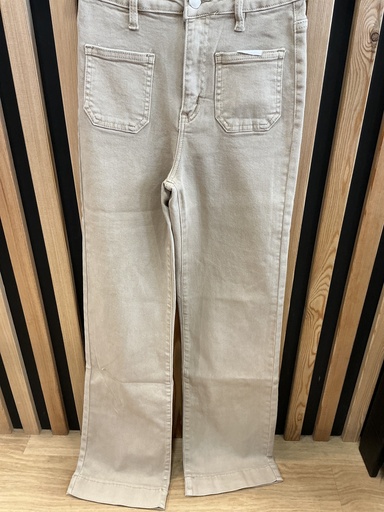 Jeans large poches plaquées beige 