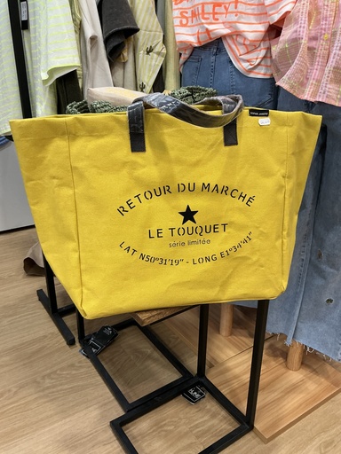 Cabas retour du marché jaune 