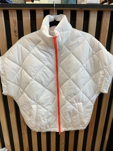 Veste matelassé blanche et orange fluo