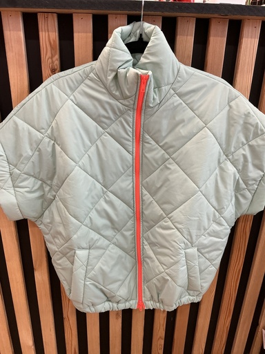 Veste matelassée vert d’eau et fermeture orange fluo
