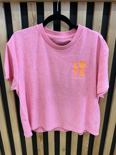 T-shirt éponge rose broderie le Touquet orange