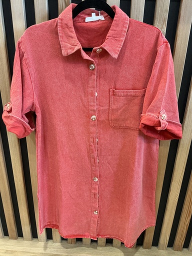 Robe courte jeans corail