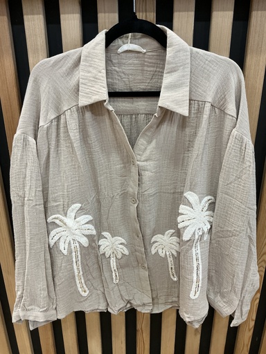 Chemise palmiers beige 