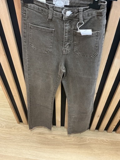 Jeans flared 7/8 poches plaquées choco